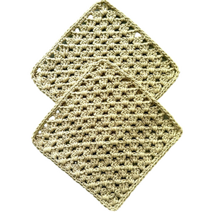 Handmade Crocheted Washcloths Facecloths Dishcloths, 100% COTTON, Set of 2